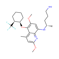 COc1cc(C)c2c(O[C@@H]3CCCC[C@@H]3C(F)(F)F)c(OC)cc(N[C@@H](C)CCCN)c2n1 ZINC000103177917