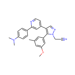 COc1cc(C)cc(-c2c(-c3ccnc(-c4ccc(N(C)C)cc4)c3)cnn2CC#N)c1 ZINC000045298736