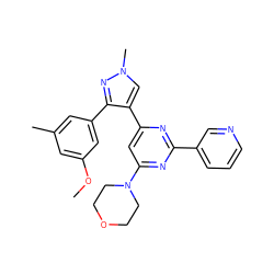 COc1cc(C)cc(-c2nn(C)cc2-c2cc(N3CCOCC3)nc(-c3cccnc3)n2)c1 ZINC000299839458