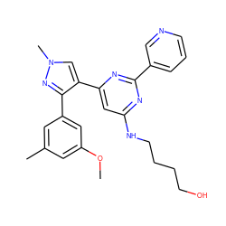 COc1cc(C)cc(-c2nn(C)cc2-c2cc(NCCCCO)nc(-c3cccnc3)n2)c1 ZINC000299833919