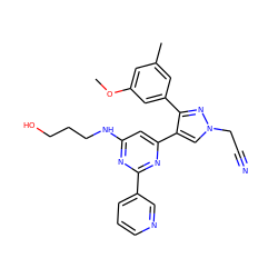 COc1cc(C)cc(-c2nn(CC#N)cc2-c2cc(NCCCO)nc(-c3cccnc3)n2)c1 ZINC000299855820