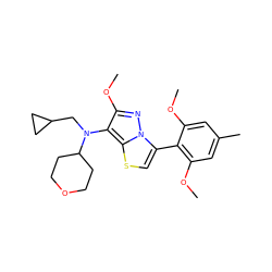 COc1cc(C)cc(OC)c1-c1csc2c(N(CC3CC3)C3CCOCC3)c(OC)nn12 ZINC000096172549