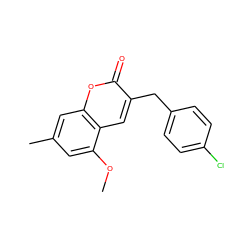 COc1cc(C)cc2oc(=O)c(Cc3ccc(Cl)cc3)cc12 ZINC000040891817