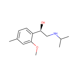 COc1cc(C)ccc1[C@@H](O)CNC(C)C ZINC000169315631