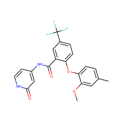 COc1cc(C)ccc1Oc1ccc(C(F)(F)F)cc1C(=O)Nc1cc[nH]c(=O)c1 ZINC000221210730