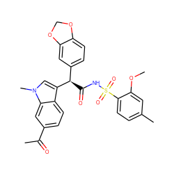 COc1cc(C)ccc1S(=O)(=O)NC(=O)[C@H](c1ccc2c(c1)OCO2)c1cn(C)c2cc(C(C)=O)ccc12 ZINC000003950684