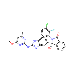 COc1cc(C)nc(Nc2nc3cc([C@]4(O)c5ccccc5C(=O)N4c4cccc(Cl)c4F)ccc3[nH]2)n1 ZINC000116255881