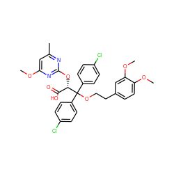 COc1cc(C)nc(O[C@@H](C(=O)O)C(OCCc2ccc(OC)c(OC)c2)(c2ccc(Cl)cc2)c2ccc(Cl)cc2)n1 ZINC000026818691