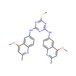 COc1cc(C)nc2ccc(Nc3nc(Nc4ccc5nc(C)cc(OC)c5c4)nc(SC)n3)cc12 ZINC000098083765