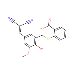 COc1cc(C=C(C#N)C#N)cc(CSc2ccccc2C(=O)O)c1O ZINC000013833849