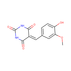 COc1cc(C=C2C(=O)NC(=O)NC2=O)ccc1O ZINC000017179760