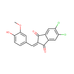 COc1cc(C=C2C(=O)c3cc(Cl)c(Cl)cc3C2=O)ccc1O ZINC000026507326