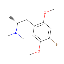 COc1cc(C[C@@H](C)N(C)C)c(OC)cc1Br ZINC000028015185