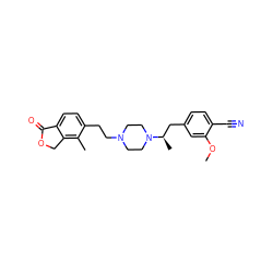 COc1cc(C[C@@H](C)N2CCN(CCc3ccc4c(c3C)COC4=O)CC2)ccc1C#N ZINC000145992738