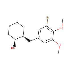 COc1cc(C[C@@H]2CCCC[C@@H]2O)cc(Br)c1OC ZINC000073197497