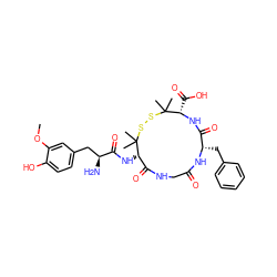 COc1cc(C[C@H](N)C(=O)N[C@H]2C(=O)NCC(=O)N[C@@H](Cc3ccccc3)C(=O)N[C@@H](C(=O)O)C(C)(C)SSC2(C)C)ccc1O ZINC000003935147