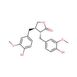 COc1cc(C[C@H]2COC(=O)[C@@H]2Cc2ccc(O)c(OC)c2)ccc1O ZINC000001595957