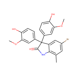 COc1cc(C2(c3ccc(O)c(OC)c3)C(=O)Nc3c(C)cc(Br)cc32)ccc1O ZINC000008431350