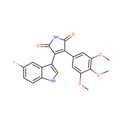 COc1cc(C2=C(c3c[nH]c4ccc(F)cc34)C(=O)NC2=O)cc(OC)c1OC ZINC000045390580