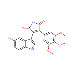 COc1cc(C2=C(c3c[nH]c4ccc(I)cc34)C(=O)NC2=O)cc(OC)c1OC ZINC000045364455