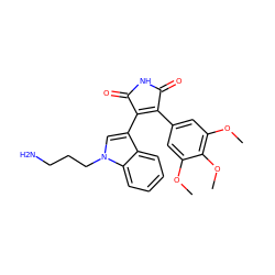 COc1cc(C2=C(c3cn(CCCN)c4ccccc34)C(=O)NC2=O)cc(OC)c1OC ZINC000198592935