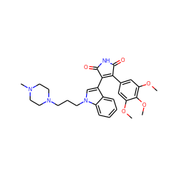 COc1cc(C2=C(c3cn(CCCN4CCN(C)CC4)c4ccccc34)C(=O)NC2=O)cc(OC)c1OC ZINC000148953656