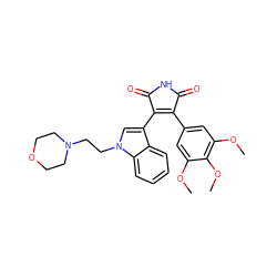 COc1cc(C2=C(c3cn(CCN4CCOCC4)c4ccccc34)C(=O)NC2=O)cc(OC)c1OC ZINC000198594364