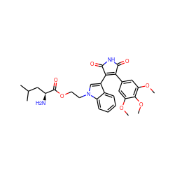 COc1cc(C2=C(c3cn(CCOC(=O)[C@@H](N)CC(C)C)c4ccccc34)C(=O)NC2=O)cc(OC)c1OC ZINC000203692480