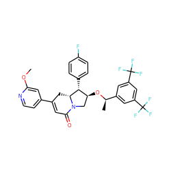 COc1cc(C2=CC(=O)N3C[C@H](O[C@H](C)c4cc(C(F)(F)F)cc(C(F)(F)F)c4)[C@@H](c4ccc(F)cc4)[C@H]3C2)ccn1 ZINC000049780605