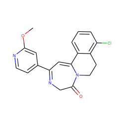 COc1cc(C2=NCC(=O)N3CCc4c(Cl)cccc4C3=C2)ccn1 ZINC000149047889