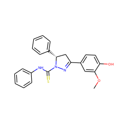 COc1cc(C2=NN(C(=S)Nc3ccccc3)[C@H](c3ccccc3)C2)ccc1O ZINC000653737537