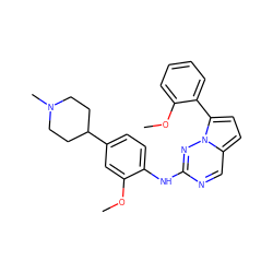 COc1cc(C2CCN(C)CC2)ccc1Nc1ncc2ccc(-c3ccccc3OC)n2n1 ZINC000095574369