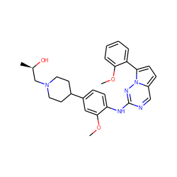 COc1cc(C2CCN(C[C@@H](C)O)CC2)ccc1Nc1ncc2ccc(-c3ccccc3OC)n2n1 ZINC000095576223