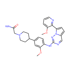 COc1cc(C2CCN(CC(N)=O)CC2)ccc1Nc1ncc2ccc(-c3ncccc3OC)n2n1 ZINC000095577830