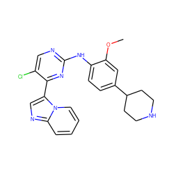 COc1cc(C2CCNCC2)ccc1Nc1ncc(Cl)c(-c2cnc3ccccn23)n1 ZINC000072177099