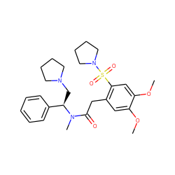 COc1cc(CC(=O)N(C)[C@H](CN2CCCC2)c2ccccc2)c(S(=O)(=O)N2CCCC2)cc1OC ZINC000029043033