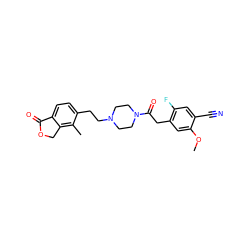 COc1cc(CC(=O)N2CCN(CCc3ccc4c(c3C)COC4=O)CC2)c(F)cc1C#N ZINC000168529212