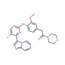 COc1cc(CC(=O)N2CCOCC2)ccc1Nc1ncc(Cl)c(-c2cnc3ccccn23)n1 ZINC000072176264