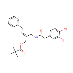 COc1cc(CC(=O)NC/C(=C\Cc2ccccc2)COC(=O)C(C)(C)C)ccc1O ZINC000026741150