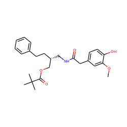 COc1cc(CC(=O)NC[C@@H](CCc2ccccc2)COC(=O)C(C)(C)C)ccc1O ZINC000026747230