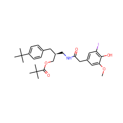 COc1cc(CC(=O)NC[C@@H](COC(=O)C(C)(C)C)Cc2ccc(C(C)(C)C)cc2)cc(I)c1O ZINC000064453619