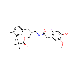 COc1cc(CC(=O)NC[C@@H](COC(=O)C(C)(C)C)Cc2ccc(C)c(C)c2)c(I)cc1O ZINC000064755269