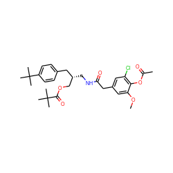 COc1cc(CC(=O)NC[C@H](COC(=O)C(C)(C)C)Cc2ccc(C(C)(C)C)cc2)cc(Cl)c1OC(C)=O ZINC000064436643