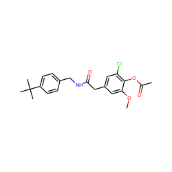 COc1cc(CC(=O)NCc2ccc(C(C)(C)C)cc2)cc(Cl)c1OC(C)=O ZINC000064436271