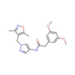 COc1cc(CC(=O)Nc2cnn(Cc3c(C)noc3C)c2)cc(OC)c1 ZINC000115730701