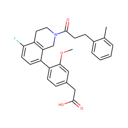 COc1cc(CC(=O)O)ccc1-c1ccc(F)c2c1CN(C(=O)CCc1ccccc1C)CC2 ZINC000144101703