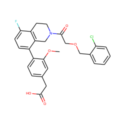 COc1cc(CC(=O)O)ccc1-c1ccc(F)c2c1CN(C(=O)COCc1ccccc1Cl)CC2 ZINC000144010875