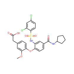 COc1cc(CC(=O)O)ccc1Oc1ccc(C(=O)NC2CCCC2)cc1NS(=O)(=O)c1ccc(Cl)cc1Cl ZINC000049745421