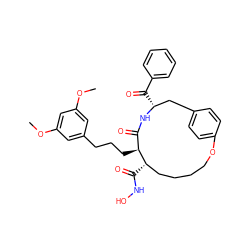 COc1cc(CCC[C@H]2C(=O)N[C@H](C(=O)c3ccccc3)Cc3ccc(cc3)OCCCC[C@@H]2C(=O)NO)cc(OC)c1 ZINC000026741176