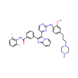 COc1cc(CCCN2CCN(C)CC2)ccc1Nc1nccc(-c2c(-c3cccc(C(=O)Nc4c(F)cccc4F)c3)nc3ccccn23)n1 ZINC000165114063